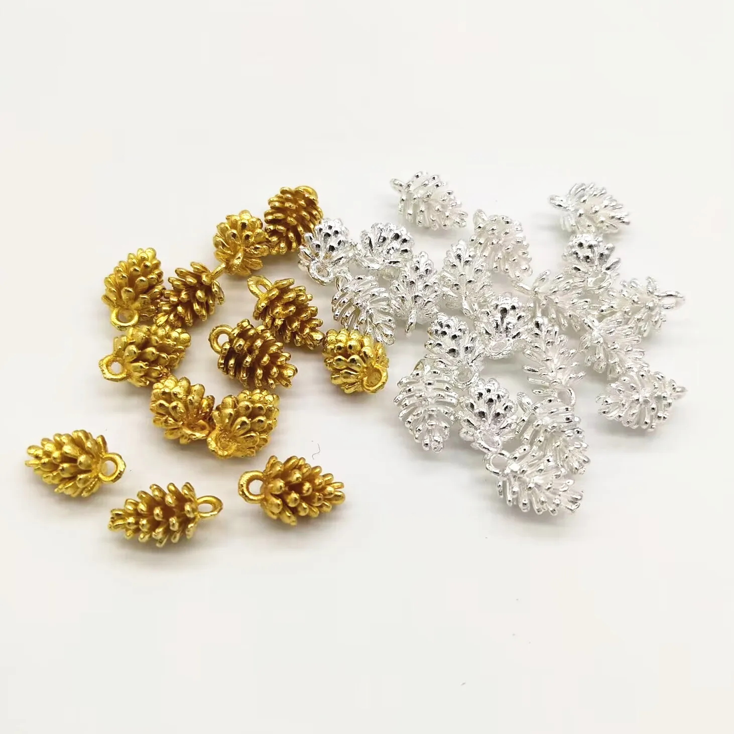 20 PCS 12x7mm Alloy Pinecone Pendant Diy Headdress Hair Accessories Handmade Materials