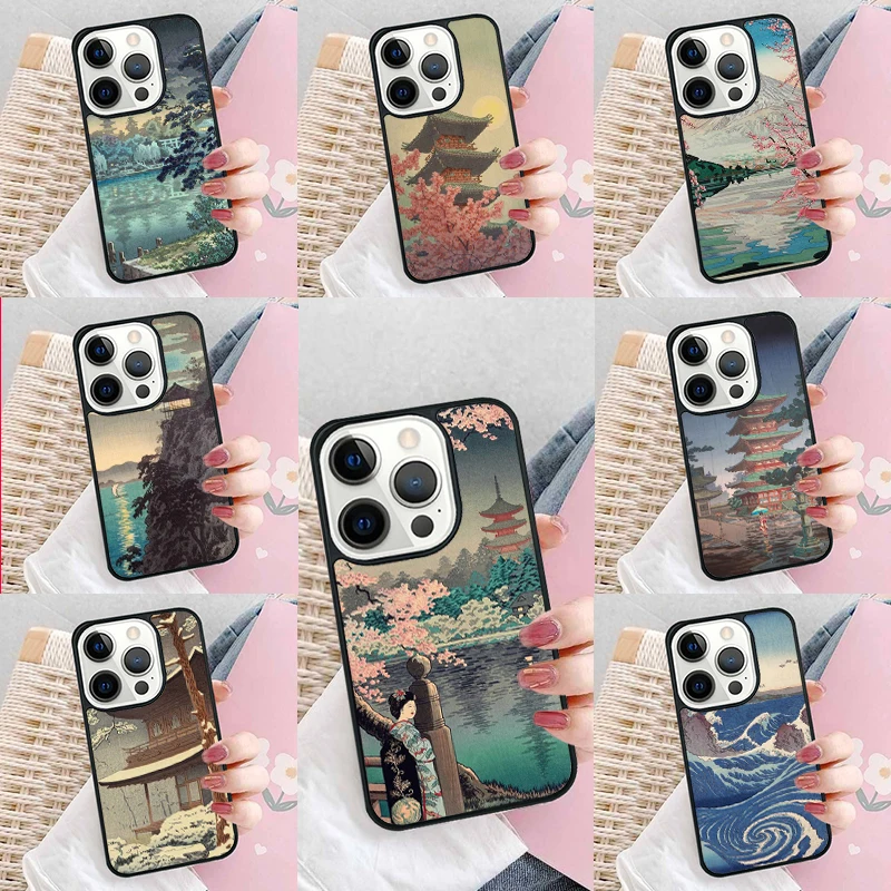 Japanese ukiyo-e Art Phone Case Cover For iPhone 16 15 14 plus XR XS 11 12 mini 13 pro max coque Shell Fundas