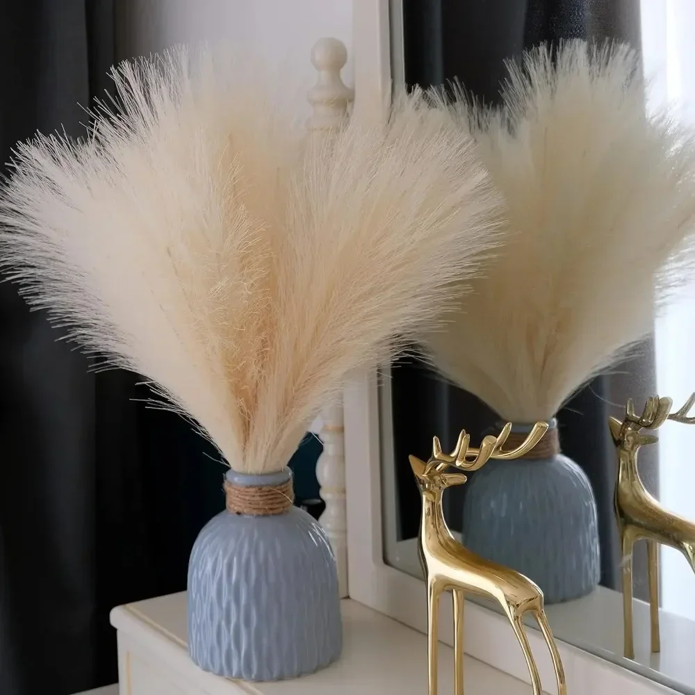 10 Pcs Artificial Pampas Grass Plant,Faux Dried Pampas Grass Stems Fake Flower Fluffy Reed Bouquet Reed Grass Decor