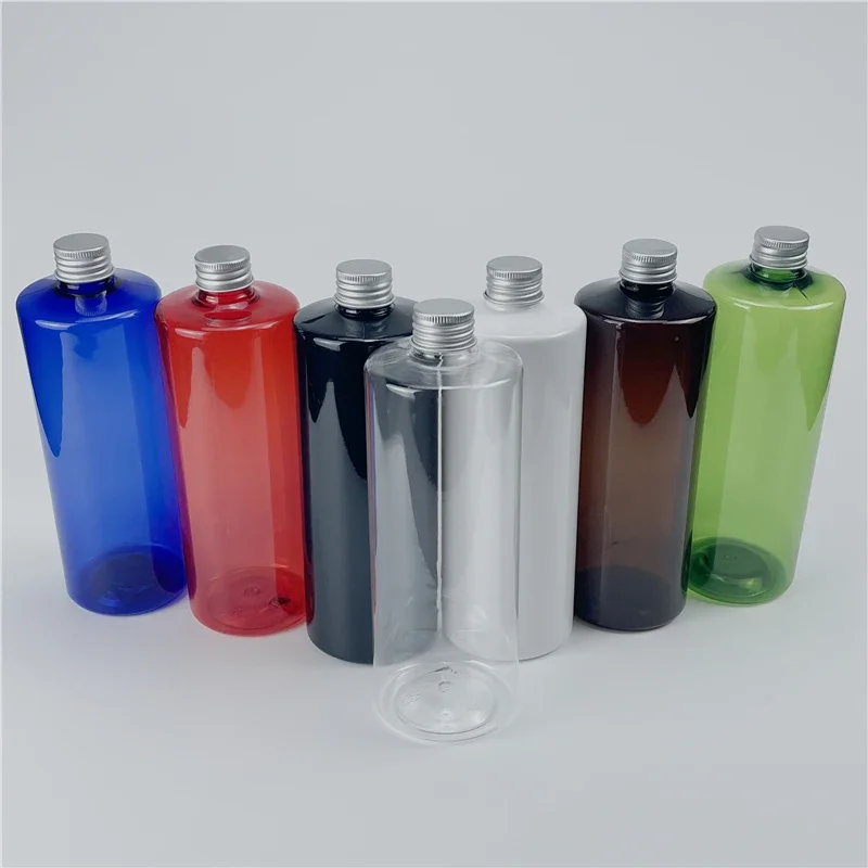 

Multicolor 500ml x 12 Empty Plastic Cosmetic Containers Aluminum Screw Cap Shampoo Toner Package Bottles Essential Oil Bottles