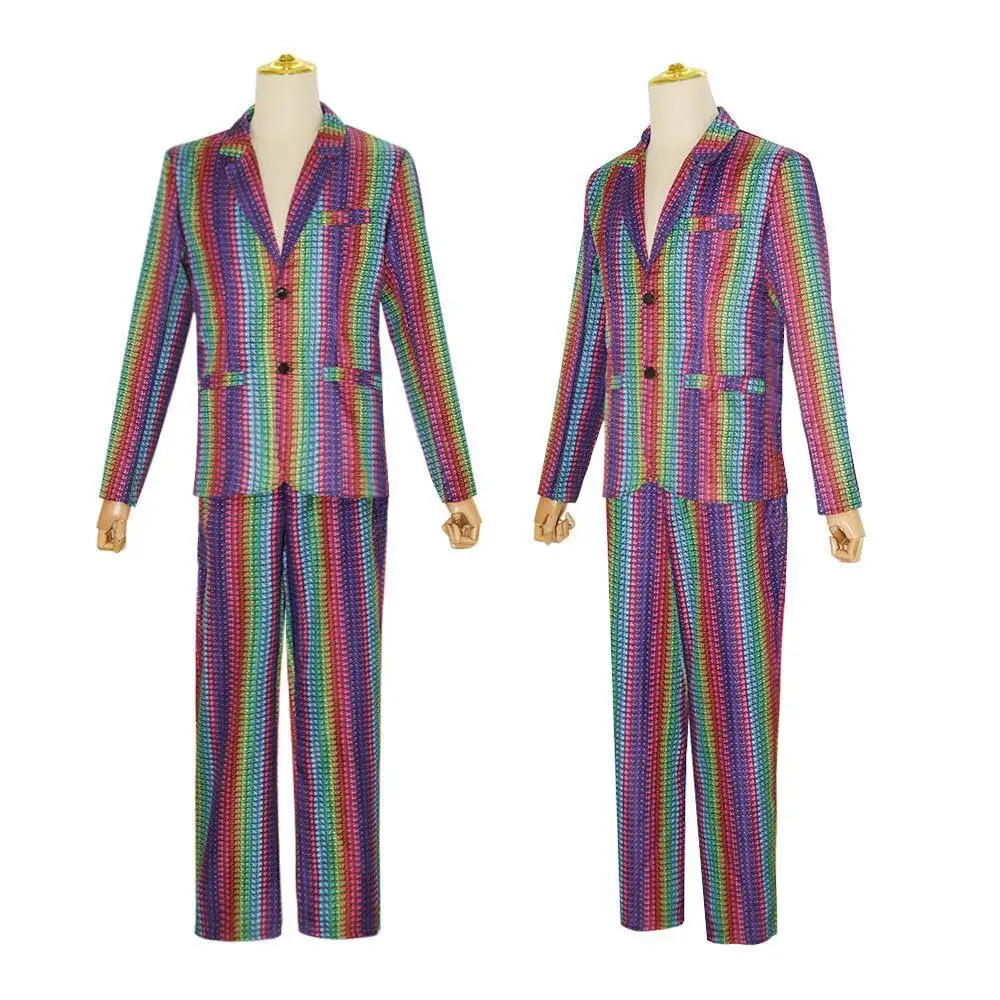Halloween Cosplay Anzug Regenbogen Plaid iny Silber Gold Bühne Performance Nachtclub Cooles Damen Ethnisches Kostüm Winter 2023