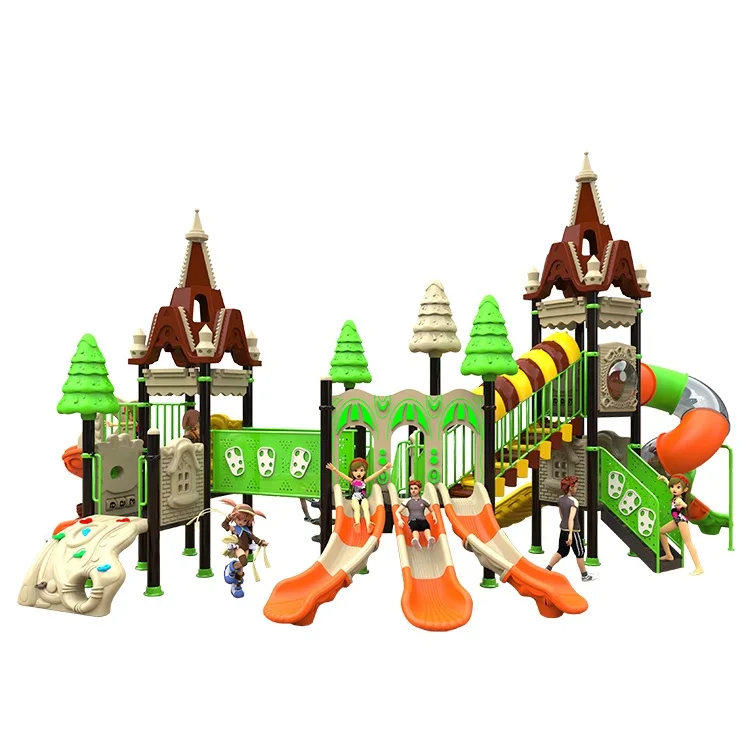 Plastic Garden Playground Combination Castle Theme Roof Play Game Slide Kids Climbing Amusement Equipment