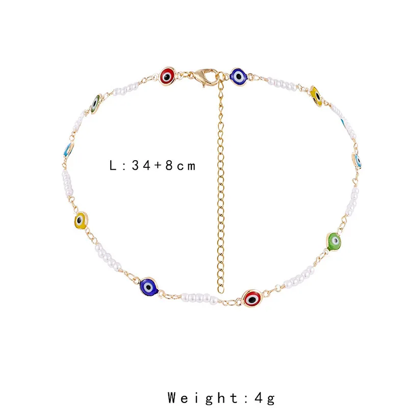 Lucky Turkish Evil Eye Choker Necklace for Women Small Pearl Chains Collar Necklace Girls Short Neck Chains Pearls Jewelry Gifts