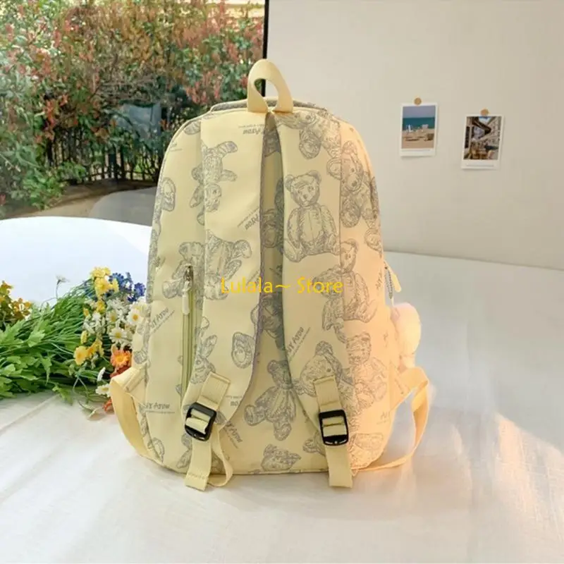 

Y4QA Bear Print Backpack Girl Casual Daypacks Student School Backpack Laptop Backpack