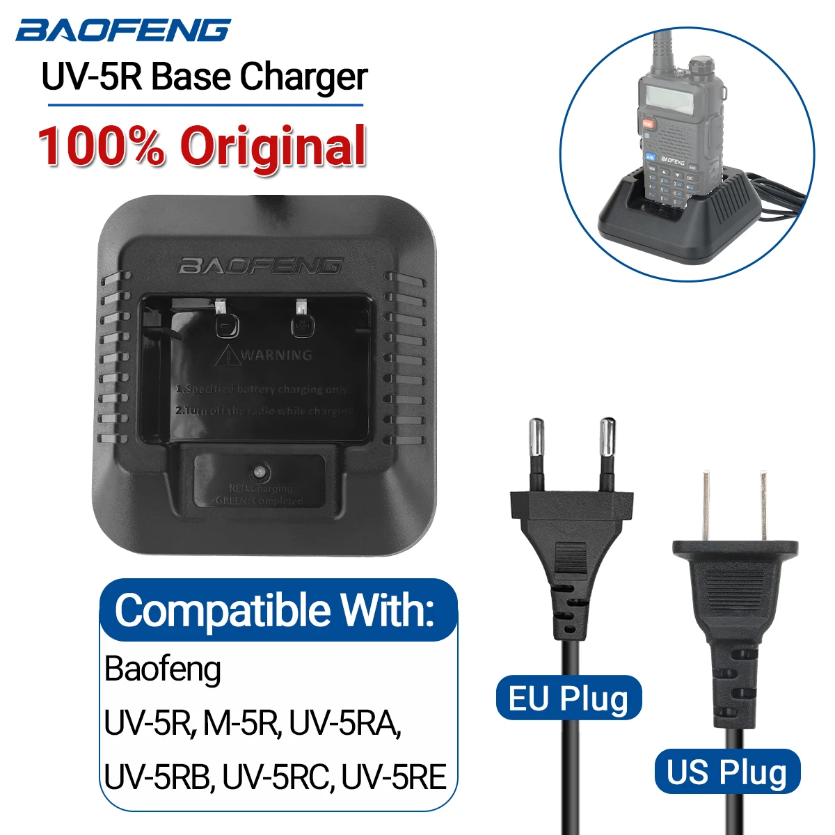 Cargador de batería Baofeng UV-5R USB con base de escritorio para radio - imagen 2