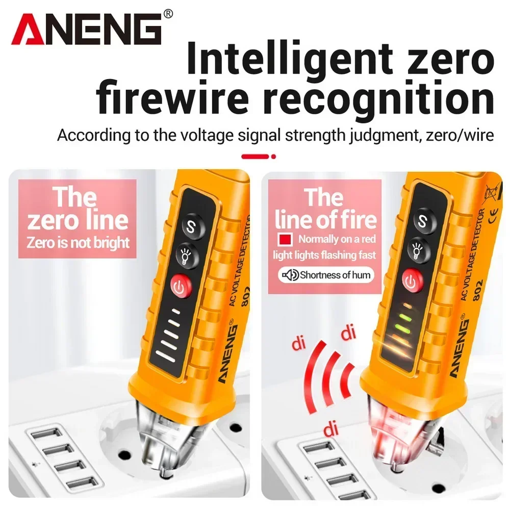 Voltage Detector Tester Pen ANENG VD802 AC Voltage Meter 12-1000v Non-Contact  Sensitivity Pen Style NCV Continuity Tester Tools image 2