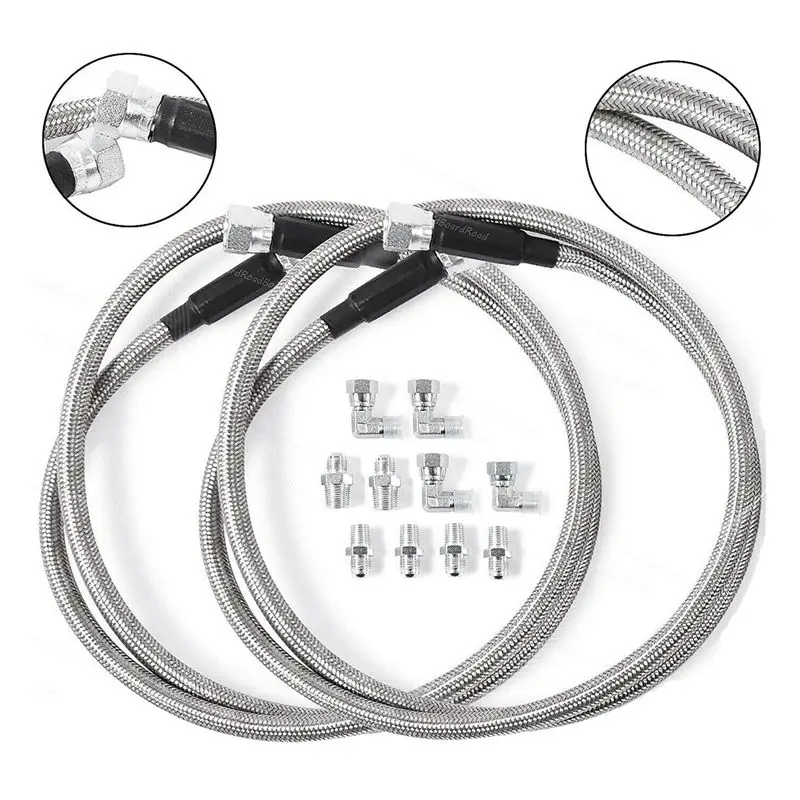 1Set Transmission Cooler Hose Lines SS-Braided 52 Inch Length For TH350 700R4 TH400 4L60E 4L80E Gearbox Parts view 4