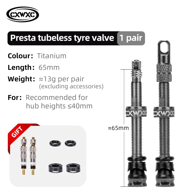 CXWXC 1 Paar Fiets Presta Ventiel 45/65/85mm Aluminium Ventiel Voor Tubeless Road/MTB/grindfiets Velg Ventiel Accessoires