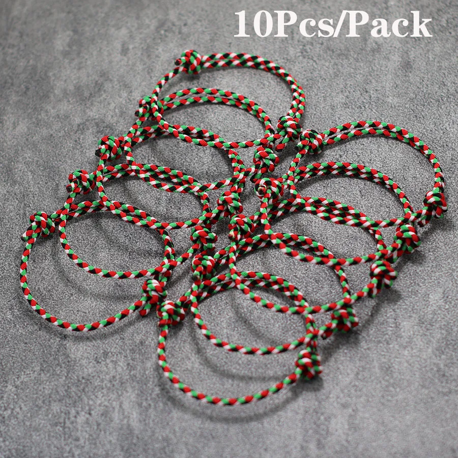 Economical 10Pcs/Pack Thin String Bracelet Men Women Wholesale Handmade Adjustable Christmas Rope Braclet Friendship Braslet