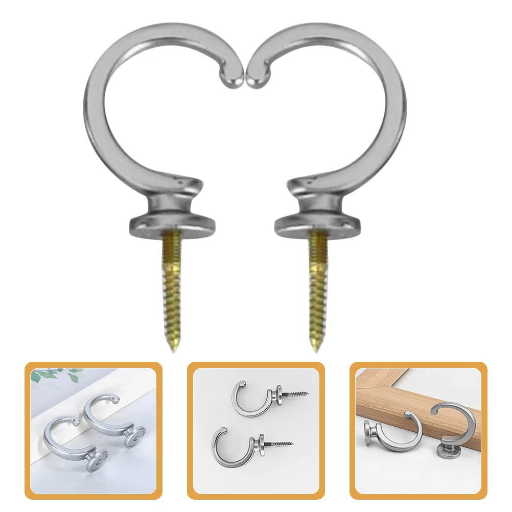 

2Pcs Curtain Hooks Wall Mounted Alloy Drapery Tiebacks Heavy Duty Metal Curtain Holdbacks for Living Room Decor Silver
