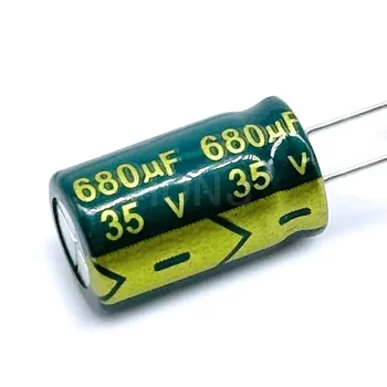 10PCS 35V680UF 35V 680 미크로포맷 10*17MM (고품질) 낮은 ESR/임피던스 고주파 알루미늄 전해 콘덴서