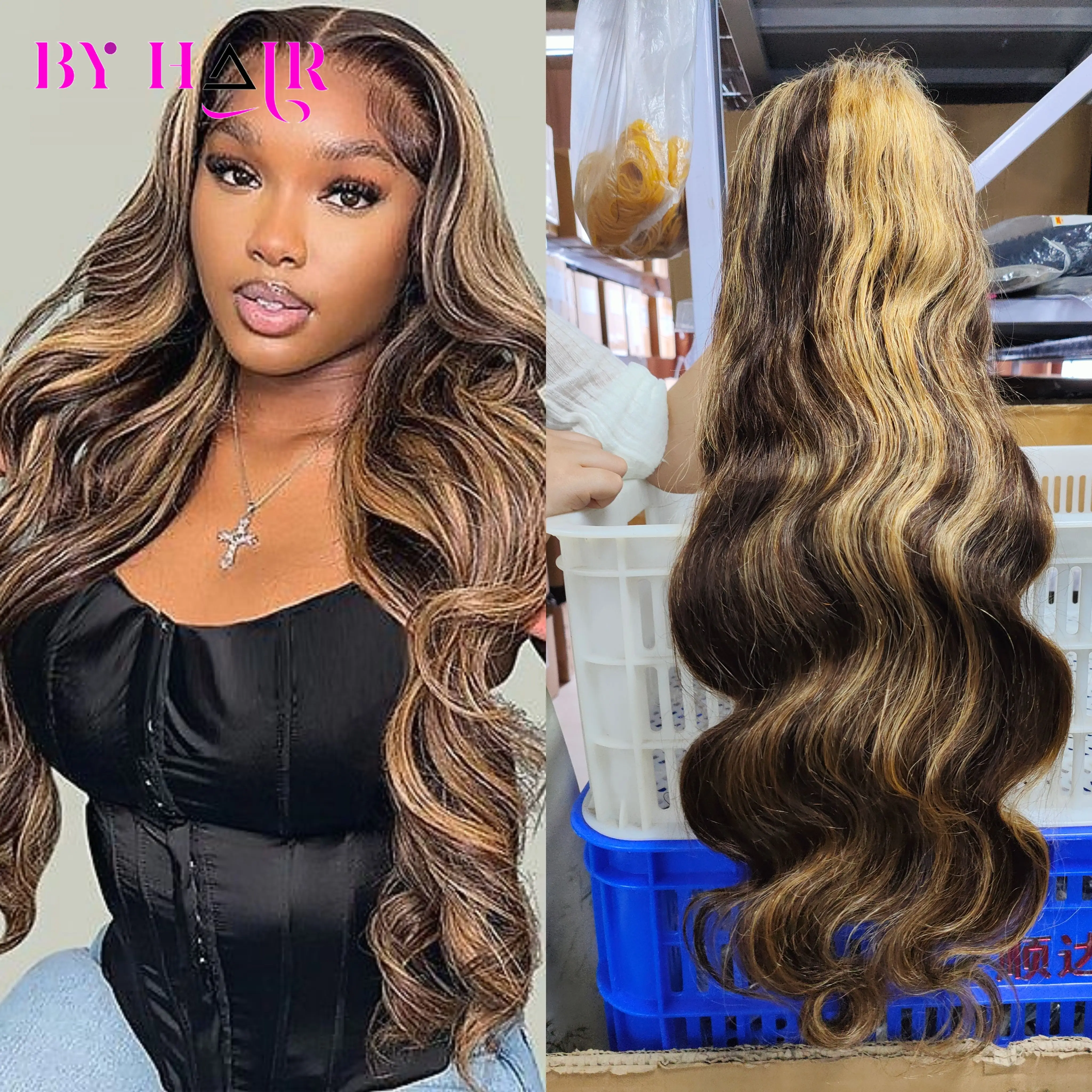 Highlight Body Wave Wig Human Hair Lace Wigs 30 32 34 Inch 4/27 Honey Blonde Body Wavy 13x4 Lace Lace Front Remy Wigs For Women