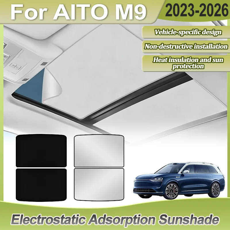 For AITO M9 9 Accessories 2023 2024 2025 2026 Electrostatic Adsorption Car Sunroof Sunshade Static Cling Panoramic Curtain Shade
