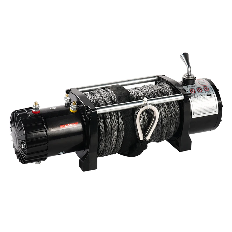 

High Speed Electric Anchor Winch with Synthetic Nylon for Car Trailer Towing & Rescue Hoist-Off-Road With 12000 Lbs Capacity
