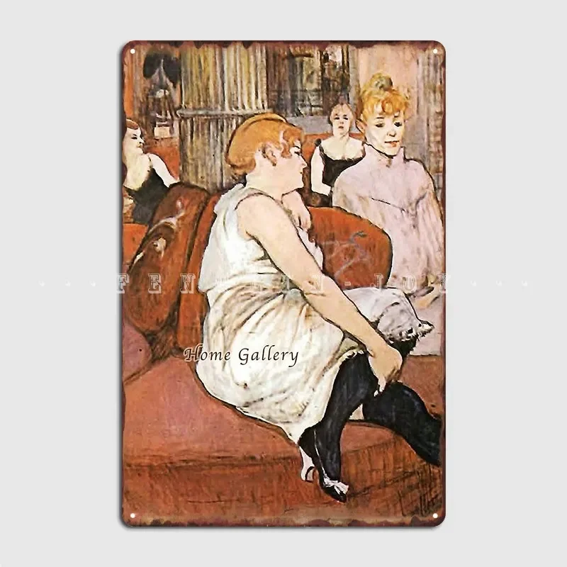 Salon At The Rue Des Moulins. De Toulouse-Lautrec Metal Sign Cinema Living Room Mural Printing Painting Décor Tin Sign Poster