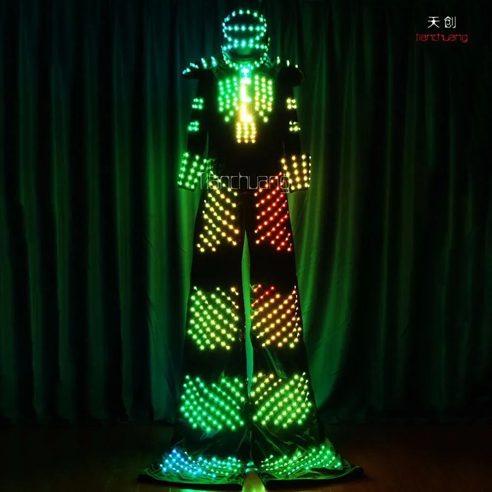 Traje de Robot LED Stilts Walker LED Light Robot Suit Clothing Event Kryoman Costume Led Disfraz de Robot