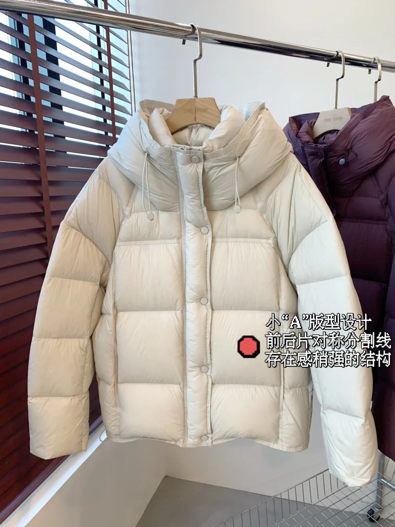 سترة نسائية أوروبية لخريف وشتاء 2025 سترة فضفاضة مضادة للرياح بغطاء للرأس دافئة وخفيفة الوزن #5