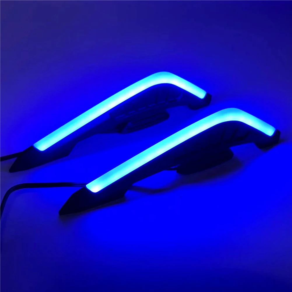 2Pcs Motorcycle Front Side Spoiler Winglets Aerodynamic Wing Set Fixed Wind Wings with LED Light and Adhesive Decoration Sticker