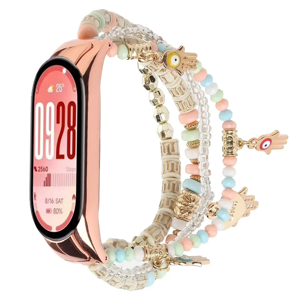 Jewelry Strap for Xiaomi Mi Band 10 9 8 7 6 5 4 3 Women Elasticity Bracelet Mi Band 9 8 Wristband for Xiaomi Mi Band 10 9 8 Belt