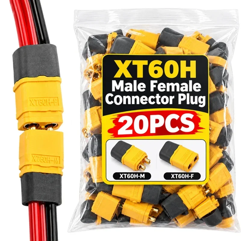 20/1PCS XT60H Male Female Connector Plugs Yellow High Current Cable Wires Terminals Power Plugs Connector Adapters For Repairs