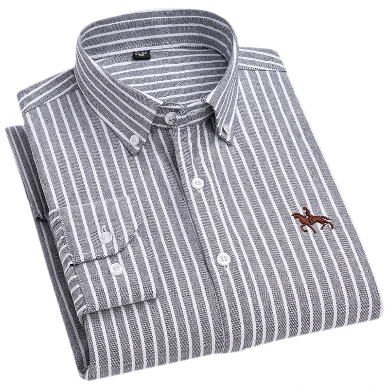Cotton Oxford Long Sleeve Shirts for Men 100%  Mens Clothing Autumn Winter Top Blouse Business Casual Shirts Korean Fashion