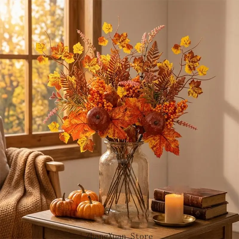 Künstliche Herbstblumen, Erntedank-Blumenstiel für Tisch, und Zimmer, 3 x – Detail 3