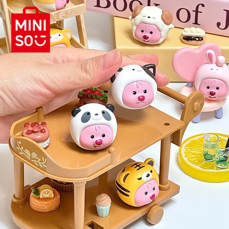 Miniso Genuine Mini Bean Loveable Loopy Series Cute Cute Particles Animal Head Cover Mini Model Handpiece Tide Play Ornaments