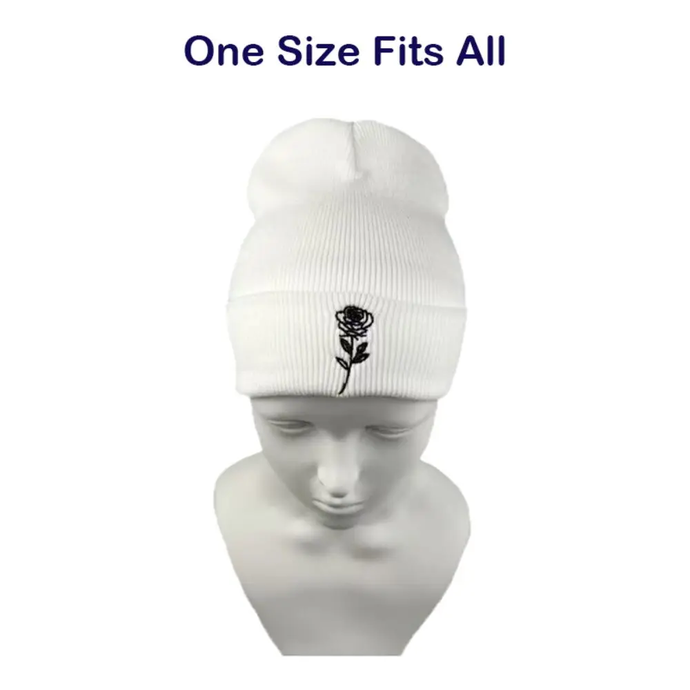Gorros informales de algodón con bordado de rosa, gorros de punto cálidos, gorros Punk de calle gótica