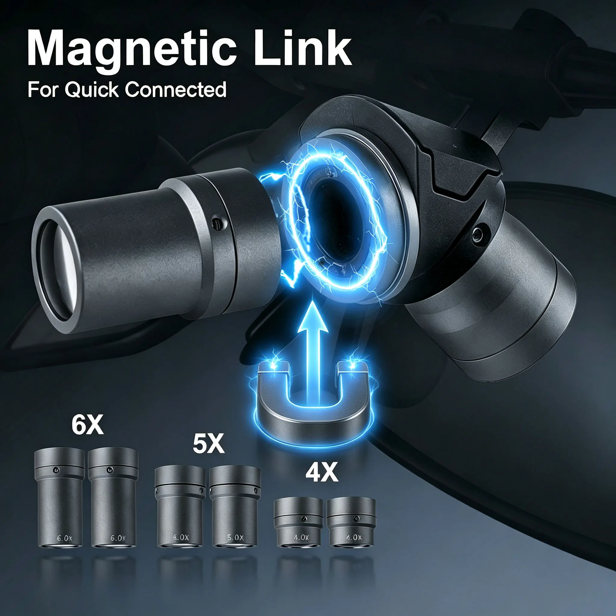 A Set 4X5X6X Dental 48 ° Ergo Optical Magnifier Loupe  Flip up Loupes With Magnetic Lens Barrel Quickly switch magnification
