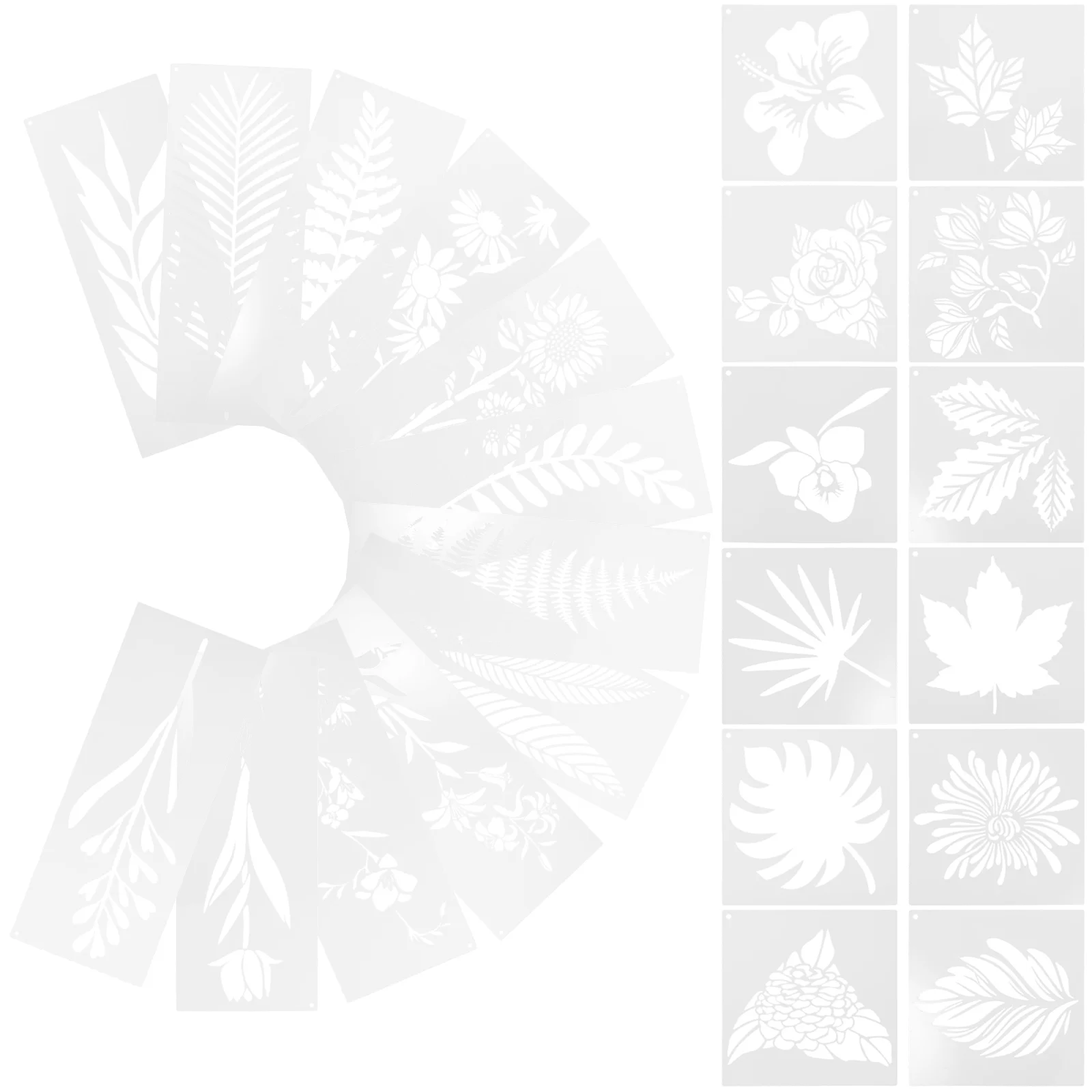

24 Pcs Templates Hollow Out DIY Stencils Flower Plants PET Reusable Craft Wall Wood Plastic Drawing Stencils Decor