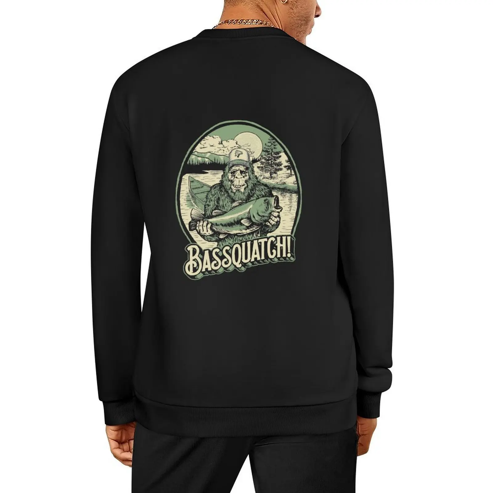 

Bassquatch! Funny Bigfoot Sasquatch & Bass Fishing Illustration Pullover tracksuits blouse korean autumn clothes sweatshirts