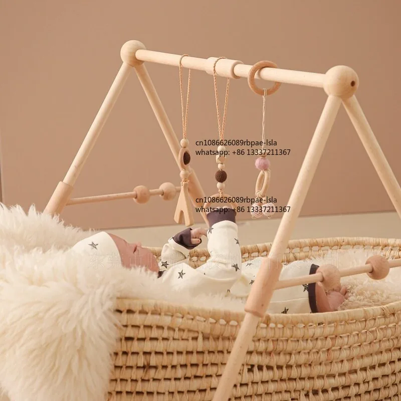 baby fitness rack pure beech solid wood children's room baby sports fitness equipment soothing adjustable 0-1