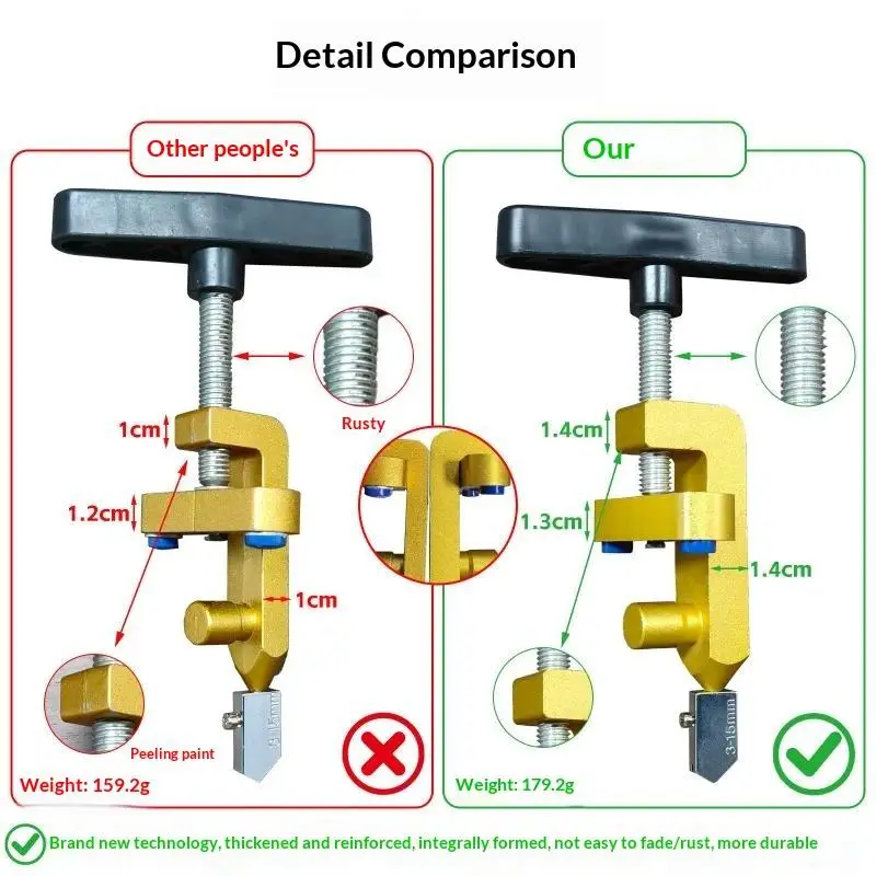 2 In 1 Portable Glass Ceramic Cutter Diamond Roller Wheel Sharp Cutting Tool for Art Craft Tile Glass Home Renovation Use