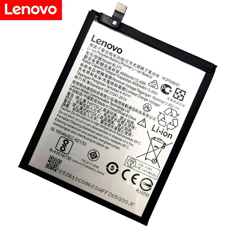 2024 Years 100% Original 4000mAh BL270 Battery For Lenovo K6 K8 Note K53a48 Vibe K6 Plus G Plus G5 Plus G6 Play XT1922 battery