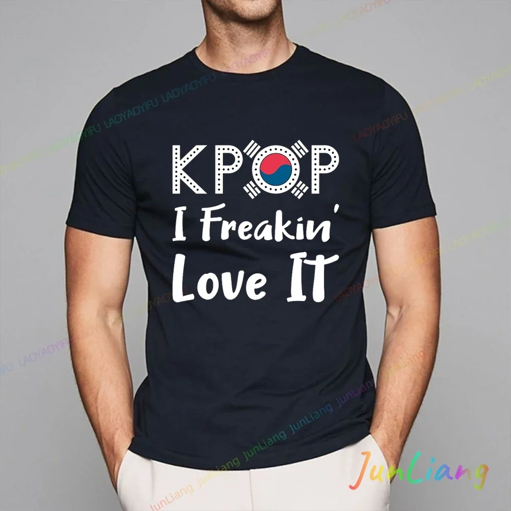 Y2k Vintage Top 90s 80s Short Sleeve Tee 1980 1990 Style Men's Shirts I Love K-Pop Gift New in Tops &Tshirt 100% Cotton