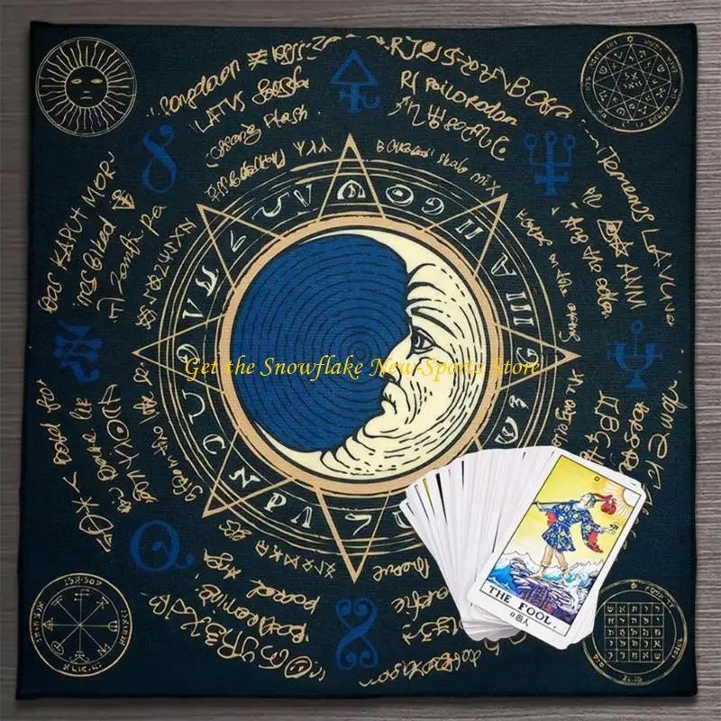 

E56D Table Cover Astrology Oracles Game Mat Square Pendulum Altar Table Cloth