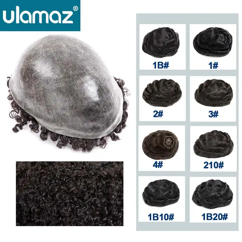 

Надувной вьющийся мужской парик, инъекционная система волос для мужчин, 6 мм-25 мм, вьющиеся человеческие волосы, парик, мужской протез волос, поли-парики без узлов