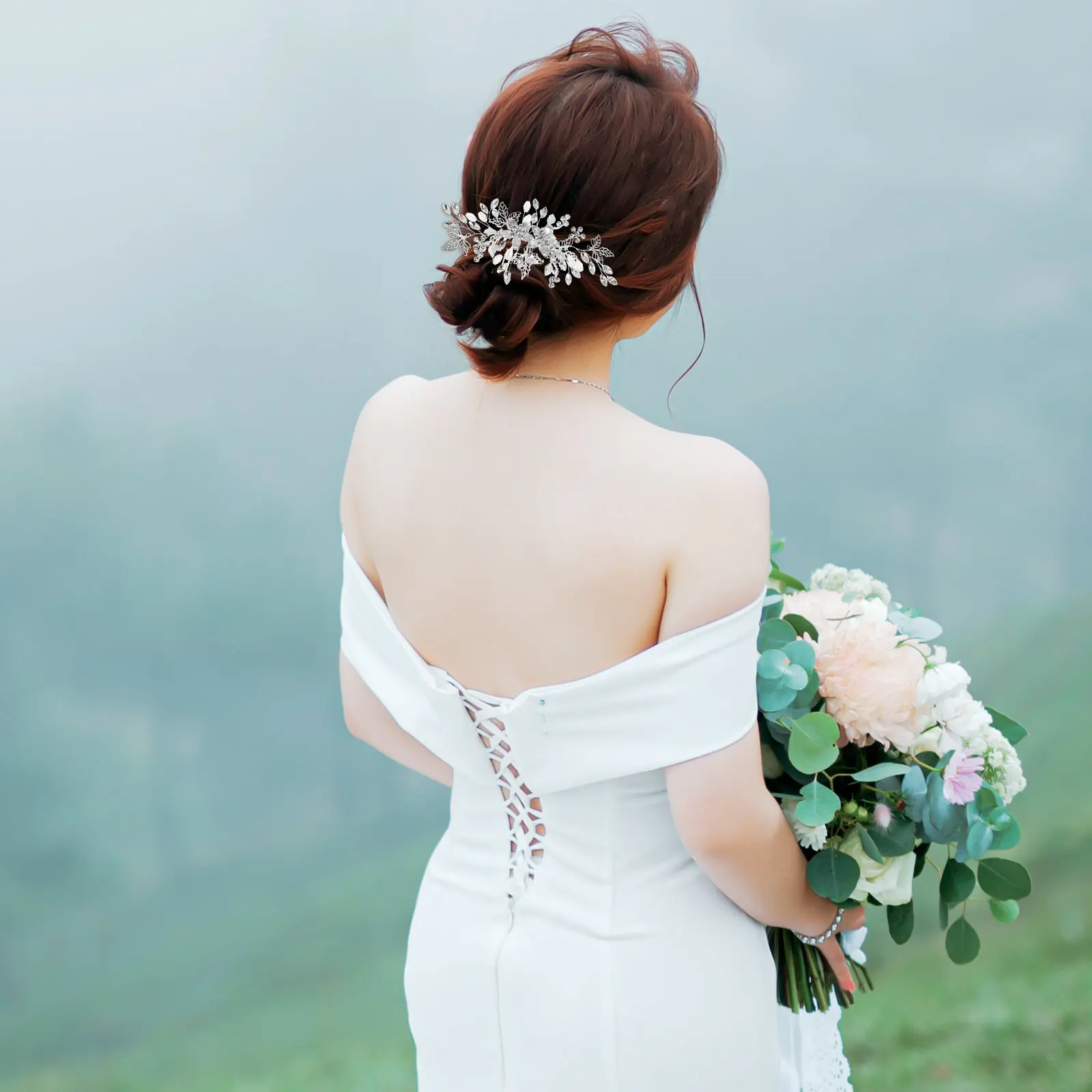 

Wedding Hair Side Comb Rhinestone Floral Design Bridal Headpiece Hair Accessories for Women Styling Side Comb Decoration