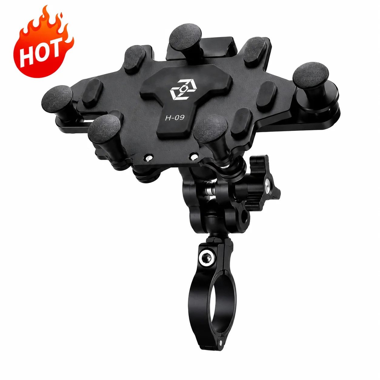 

Motorcycle Phone Holder H99 Aluminum Alloy Handlebar Mount Shock Absorbing Five Point Grip 360° 180° Rotating GPS Navigation Bra