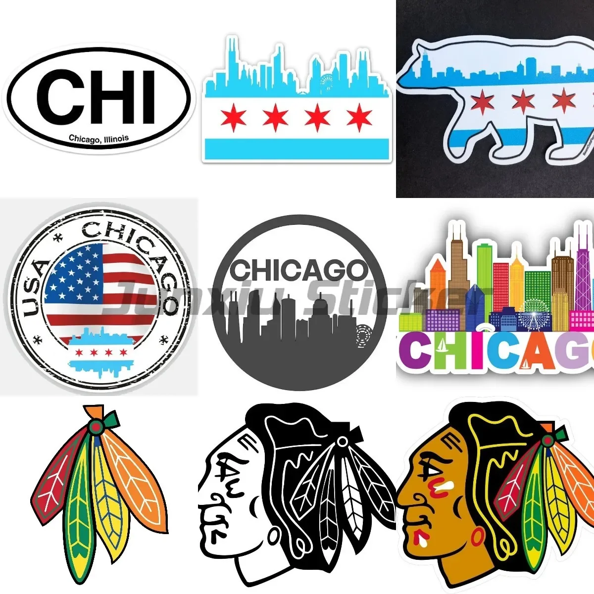

Chicago Illinois Flag Bumper Sticker ROUND Chicago Fire Department Seal Sticker (cfd Logo Dept) Graphic Auto Wall Laptop Cell