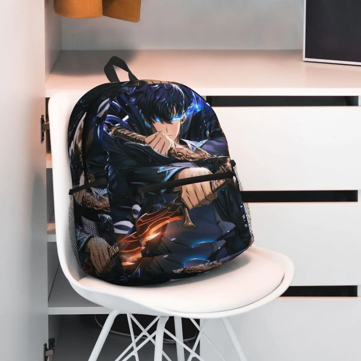 Anime solo nivelamento estudante mochila saco de escola caminhadas viagem daypack para homens mulheres moda bookbag sacos ombro