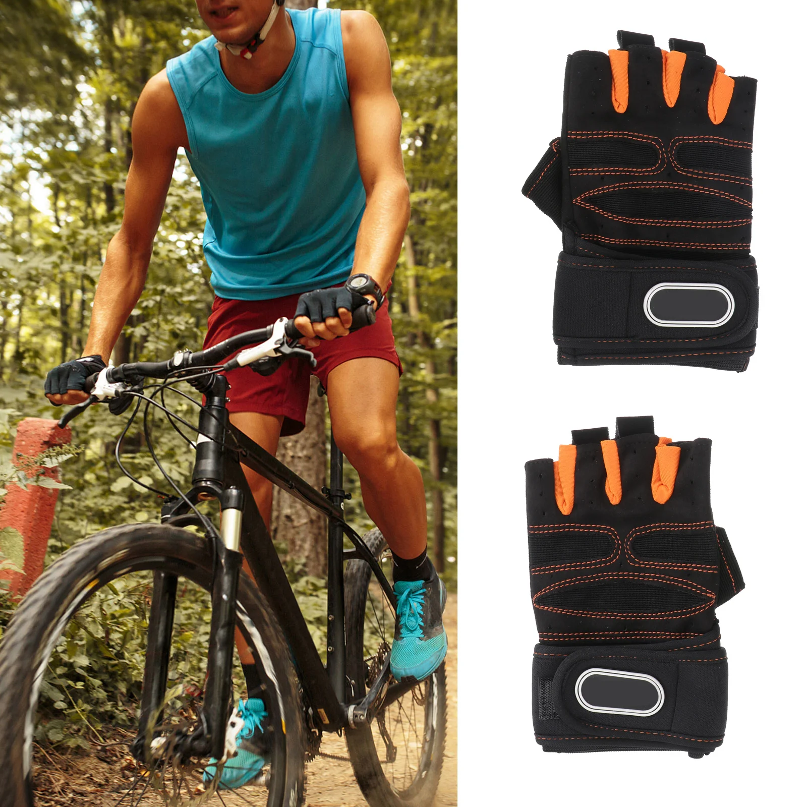 

1 Pair Half-Finger Gloves Fitness Riding Weight Lifting Breathable Cloth Anti-Slip Shockproof Durable Gym Sports Gloves For