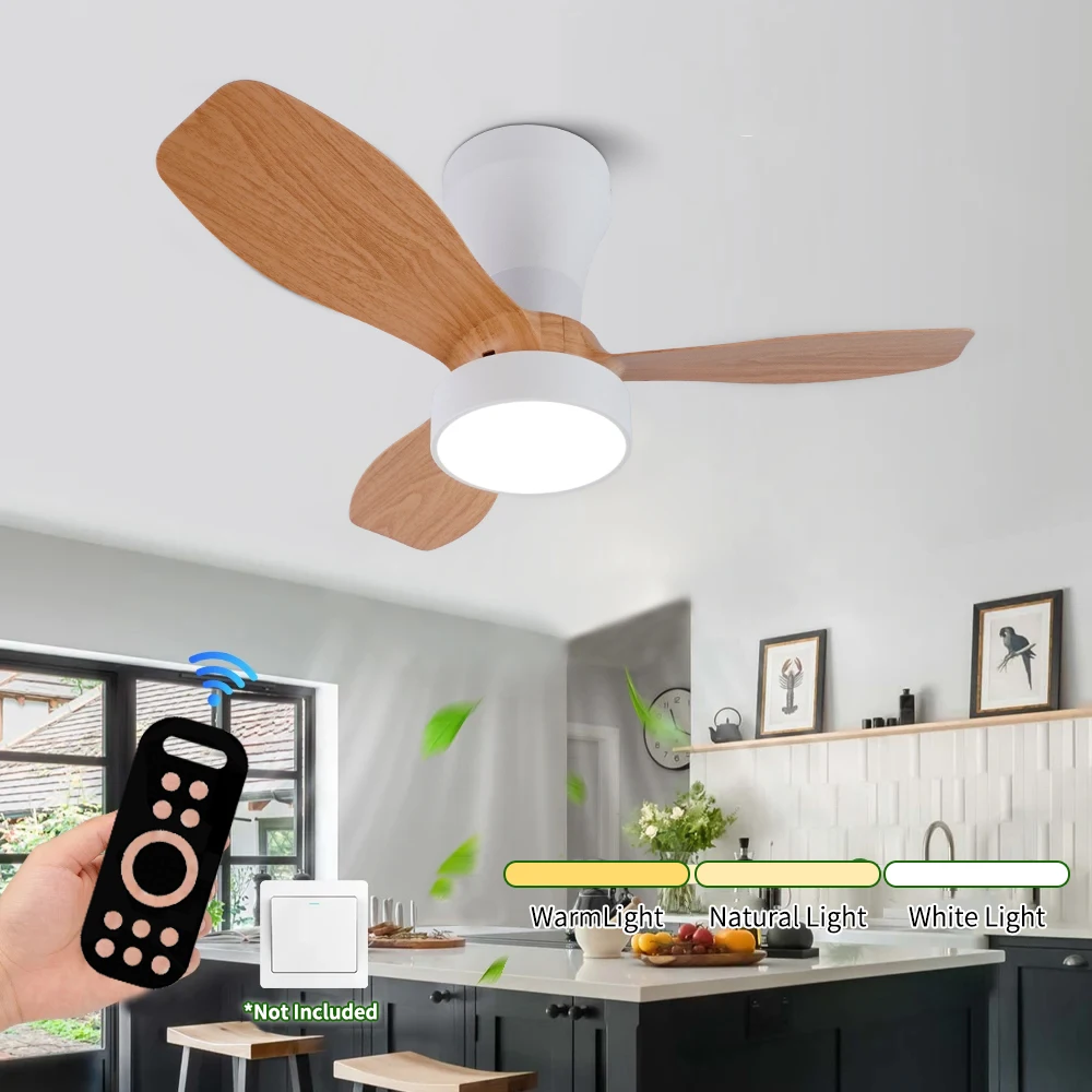 Image of Kleiner Moderner LED-Deckenventilator, DC-Motor, Fernbedienbare Dimmbare Pendelleuchte für Wohnzimmer, Schlafzimmer, Esszimmer, Elektrischer Ventilator