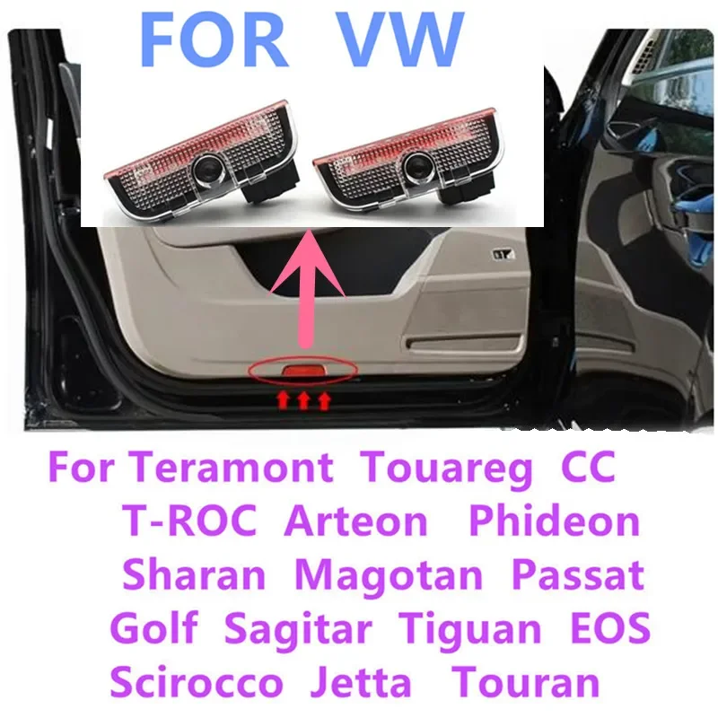 LED Car Door Welcome Lights bulb Accessories For VW Golf 5 6 7 Passat B6 B7 B8 B9 Touareg 7P Scirocco Jetta MK6 MK7 Arteon T-ROC
