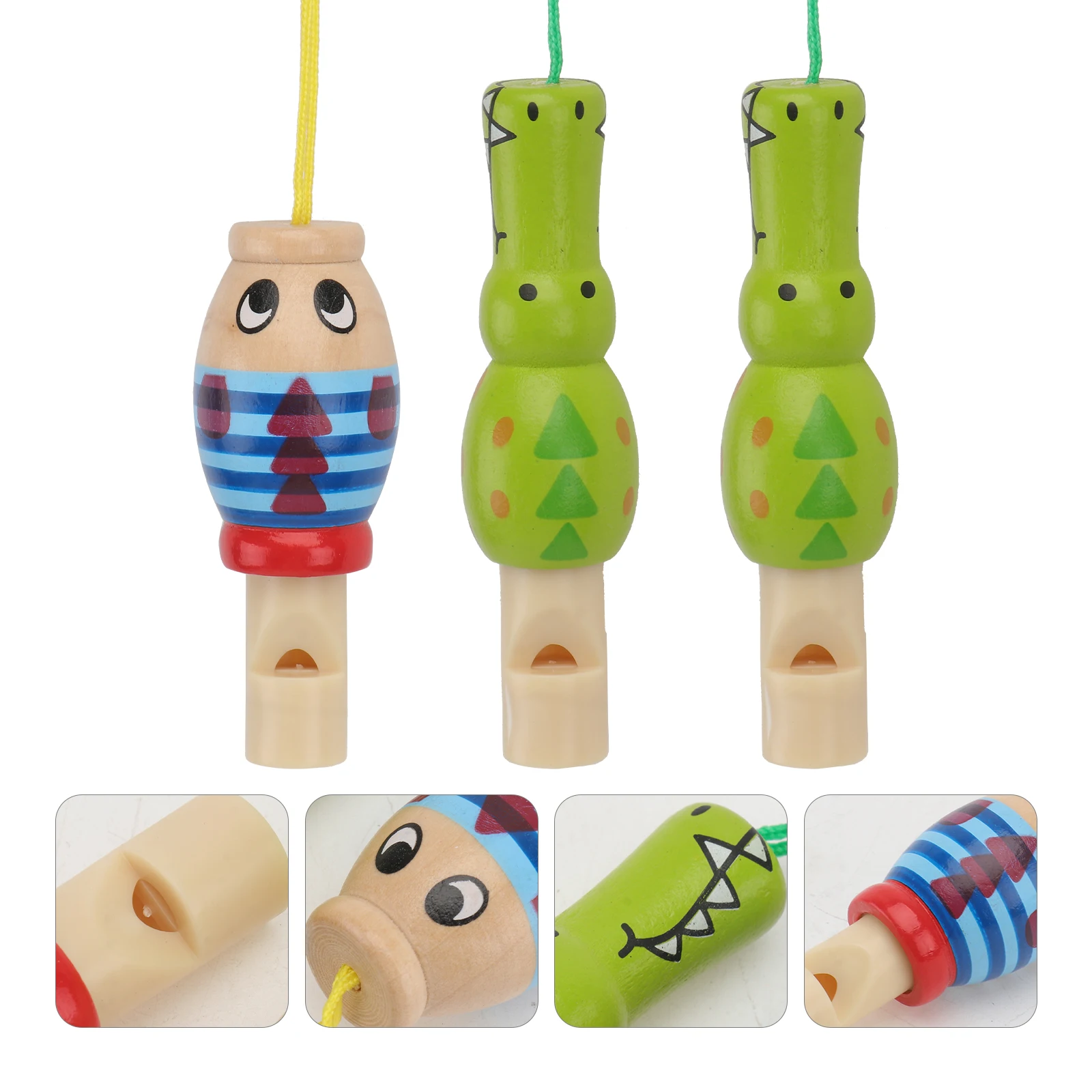 어린이를위한 3pcs 나무 동물 만화 음악 악기 교육용 소리 재미 생일 크리스마스 선물 파티 호의 나무 만화