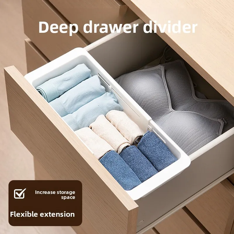 

Expandable Hanging Drawer Organizer Deep Kitchen Cabinet Double Layer Partition Storage Box for Home Organization by Jinluohai