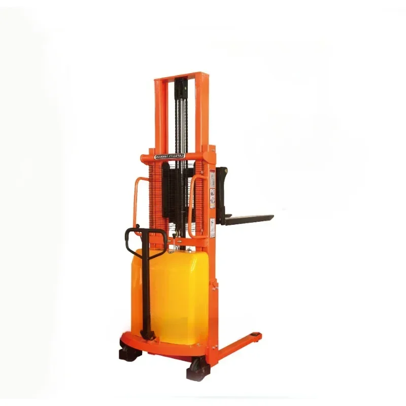 Semi-electric stacker warehouse logistics transport platform lifting trolley freight equipment