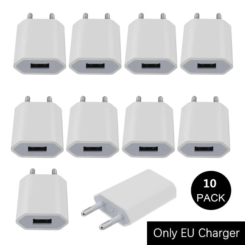 1/10pcs/lot EU Plug 5V 1A AC USB Charger Wall Power Adapter for Samsung for Iphone HTC Huawei Xiaomi Mobile Phone Charger