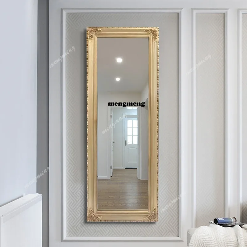 

European full-body wall-mounted dressing mirror, French classical carved floor mirror, cloakroom fitting mirror