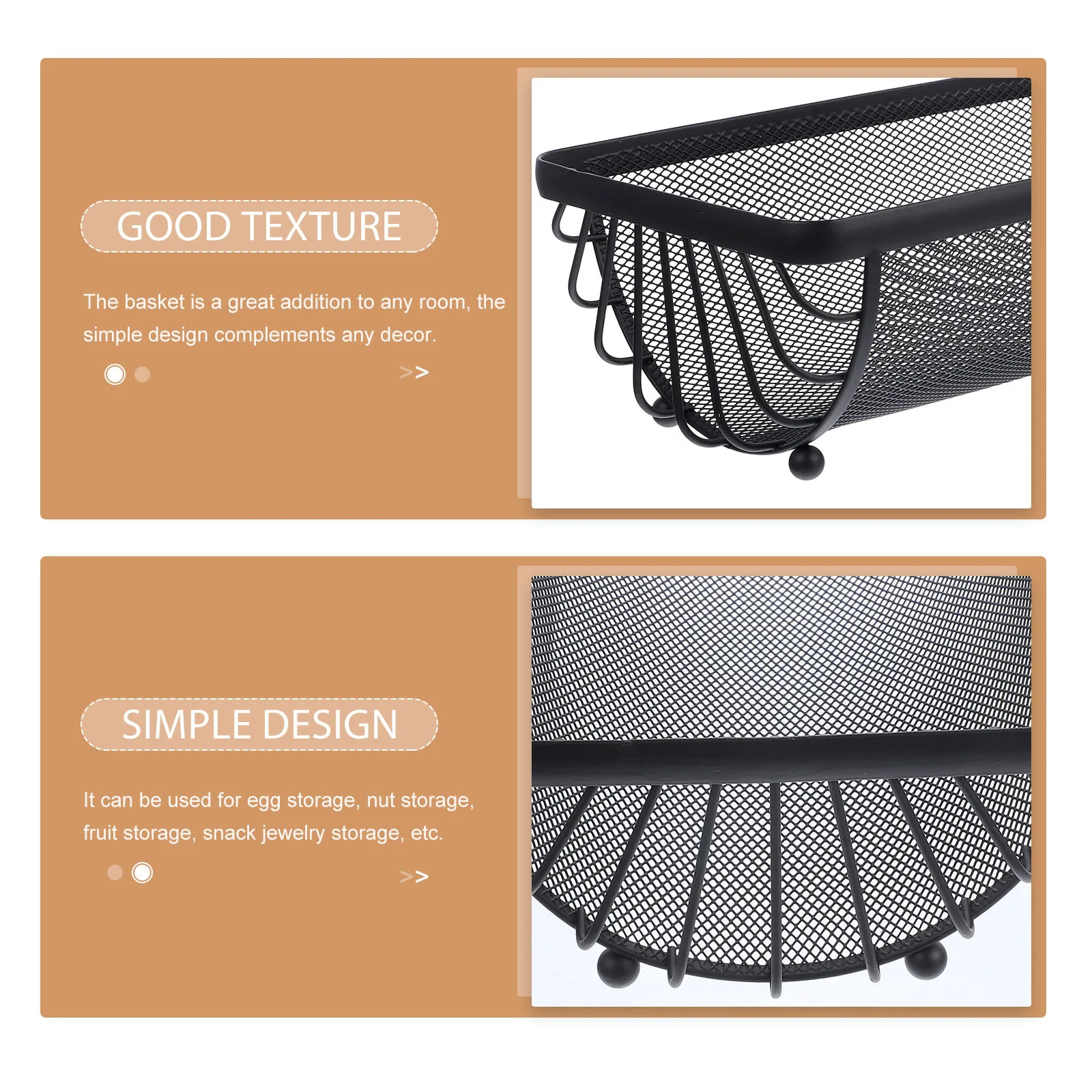 

Fruit Basket for Kitchen Metal Storage Multipurpose Organizer Gift Organizers Black Baskets